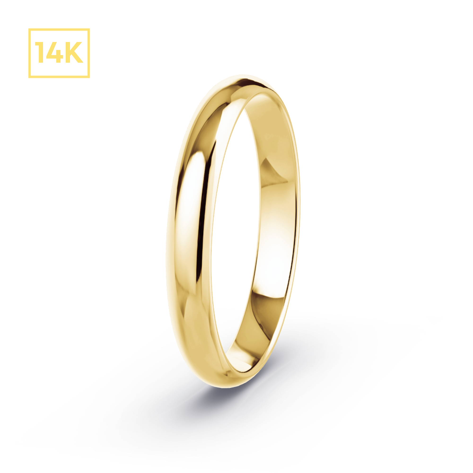 3mm 14K Gold D-Shaped Hollow Band