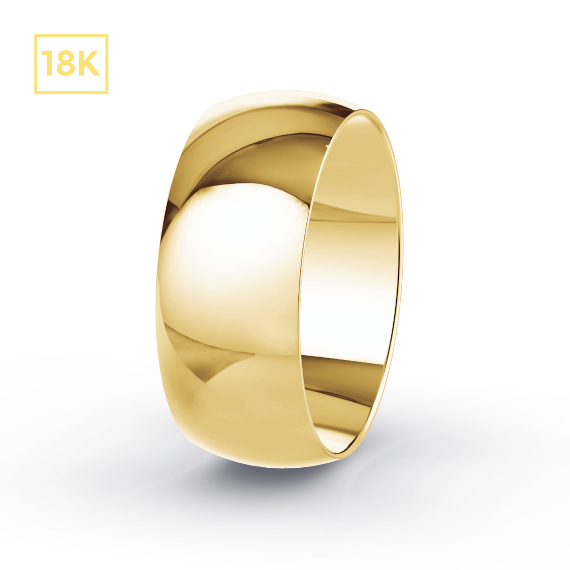 8mm 18K Gold D-Shaped Hollow Band