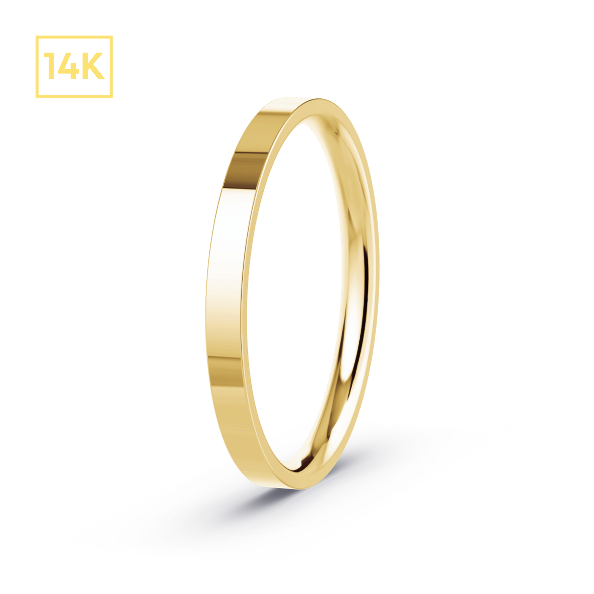 2mm 14K Gold Flat Court Band