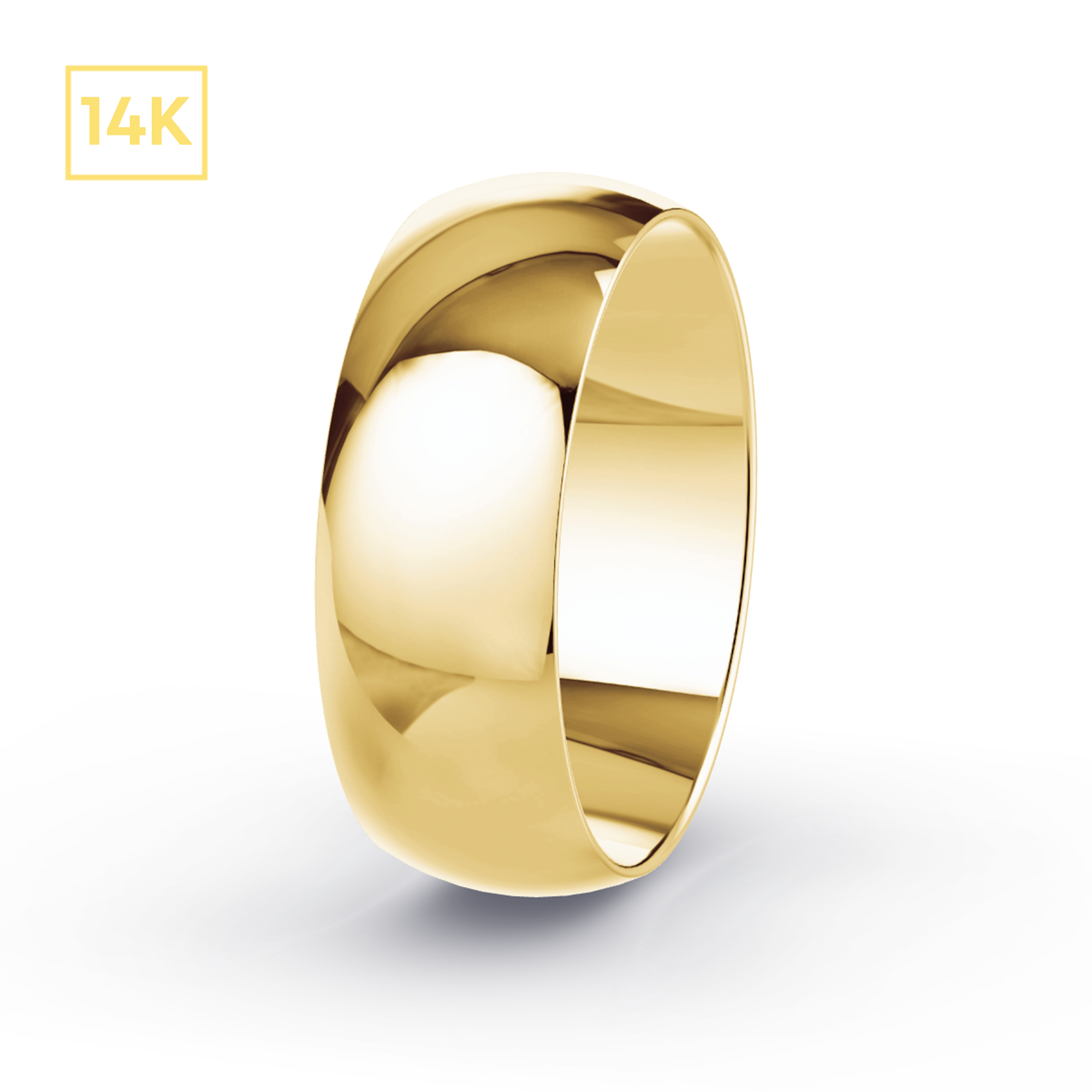 7mm 14K Gold D-Shaped Hollow Band