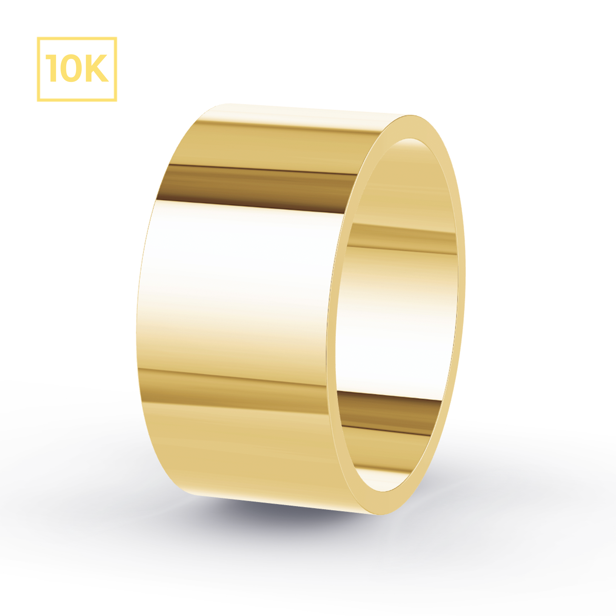 10mm 10K Gold Flat Band