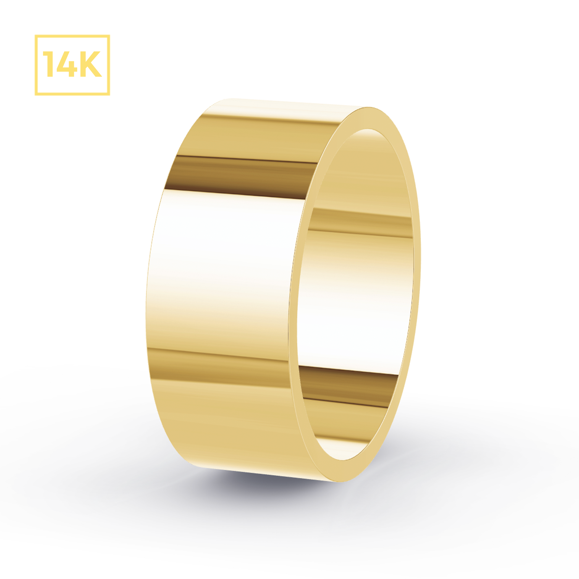 8mm 14K Gold Flat Hollow Band