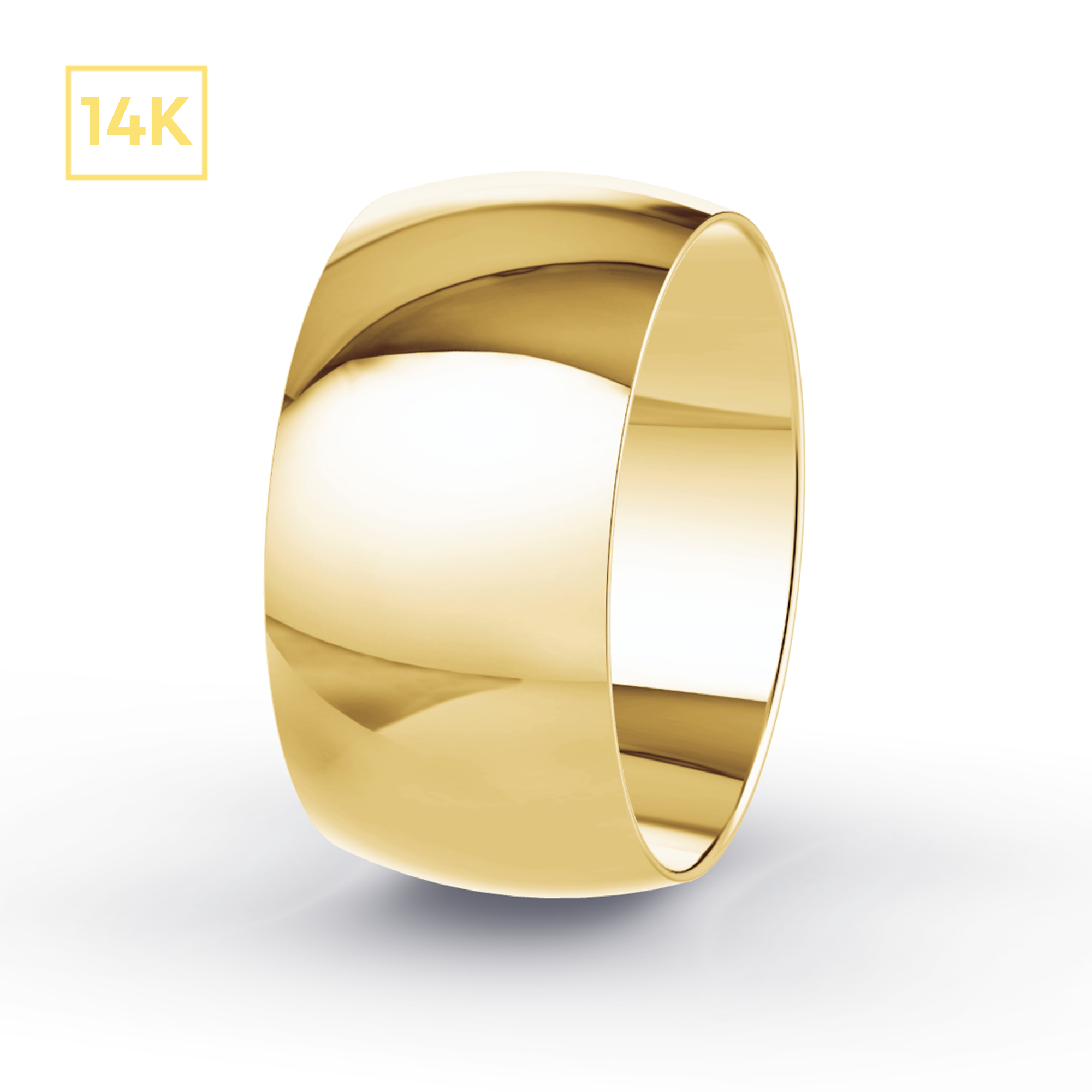 10mm 14K Gold D-Shaped Band