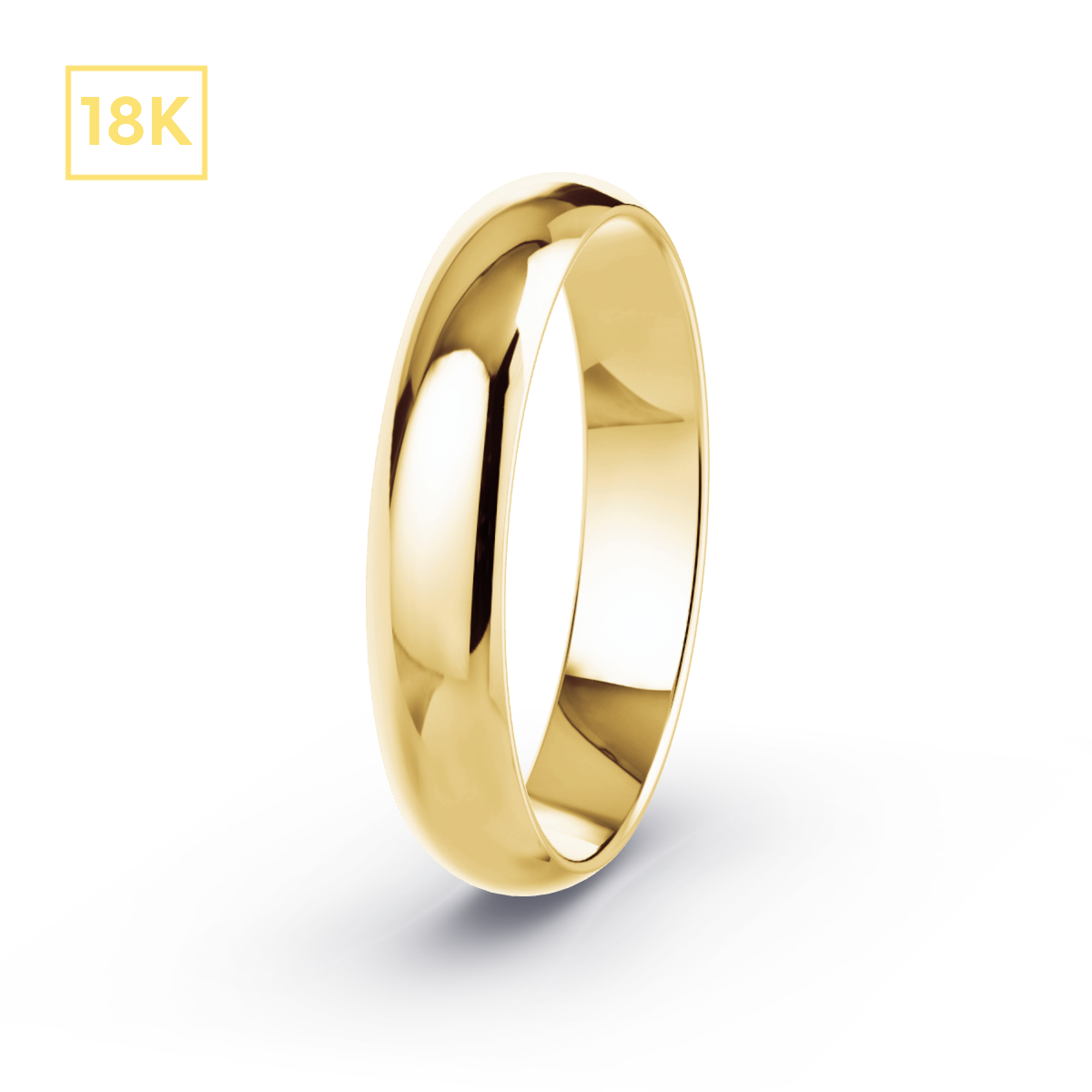 4mm 18K Gold D-Shaped Band