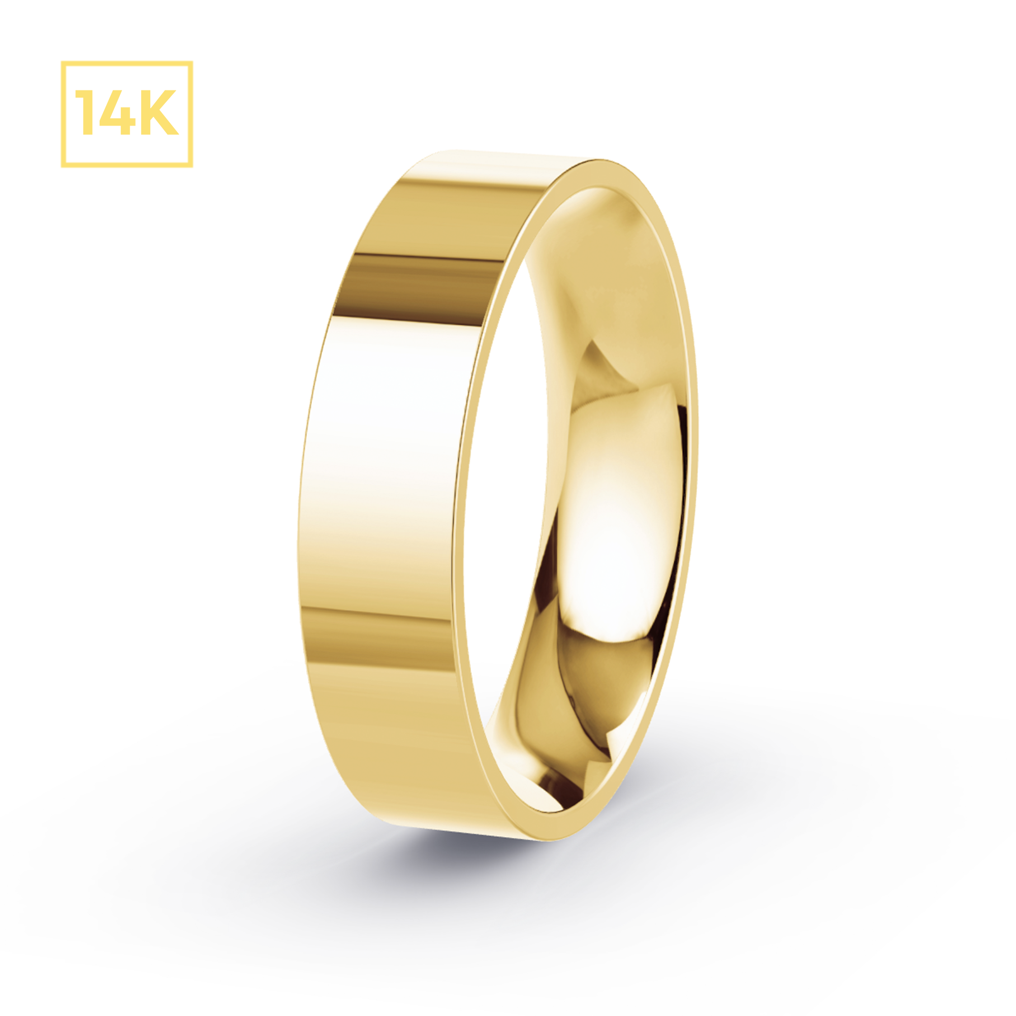 5mm 14K Gold Flat Court Hollow Band