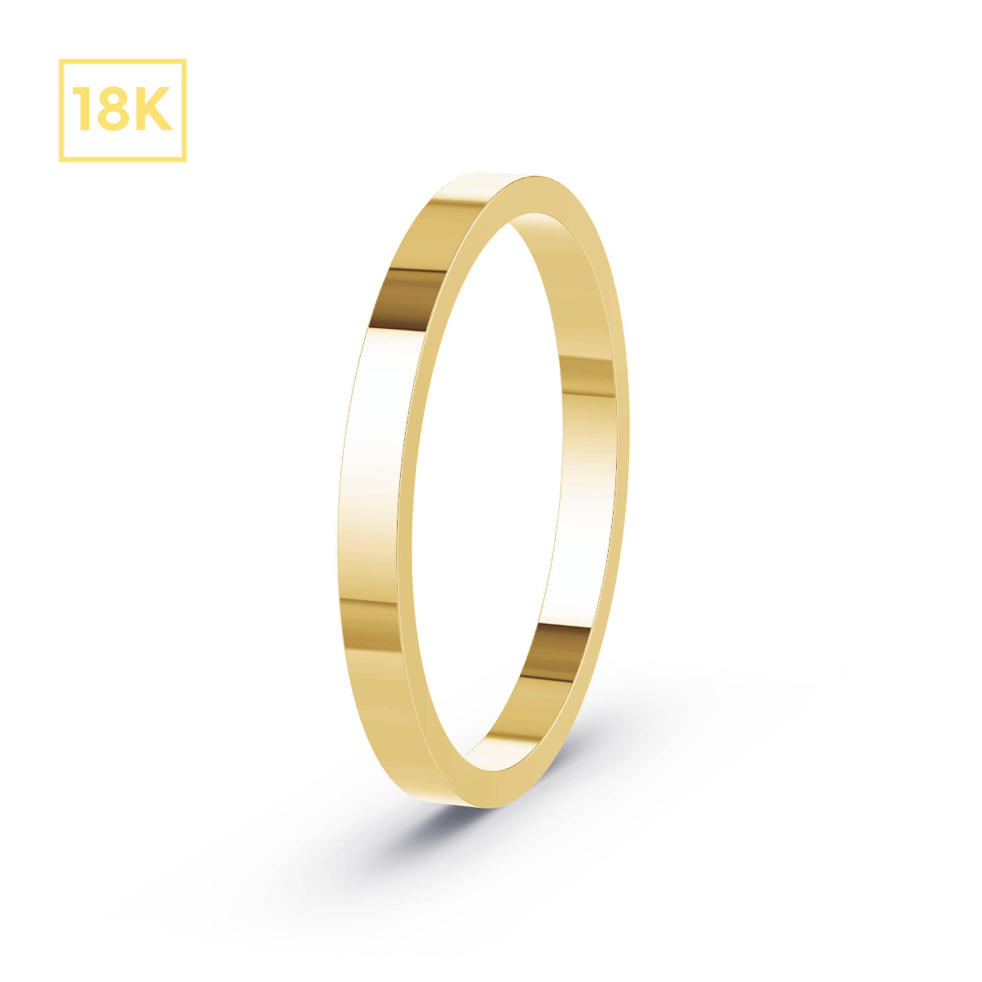 2mm 18K Gold Flat Band