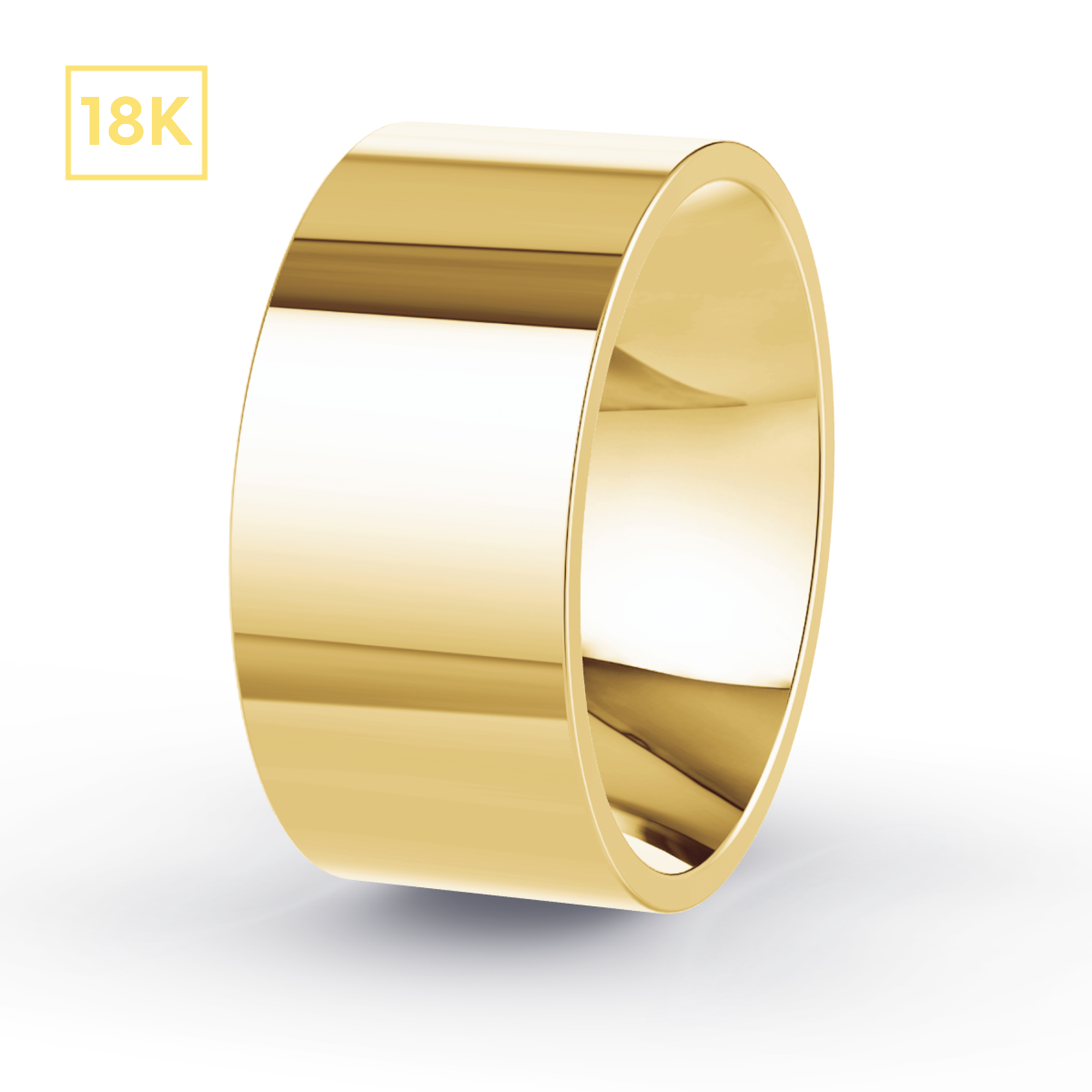 10mm 18K Gold Flat Court Band