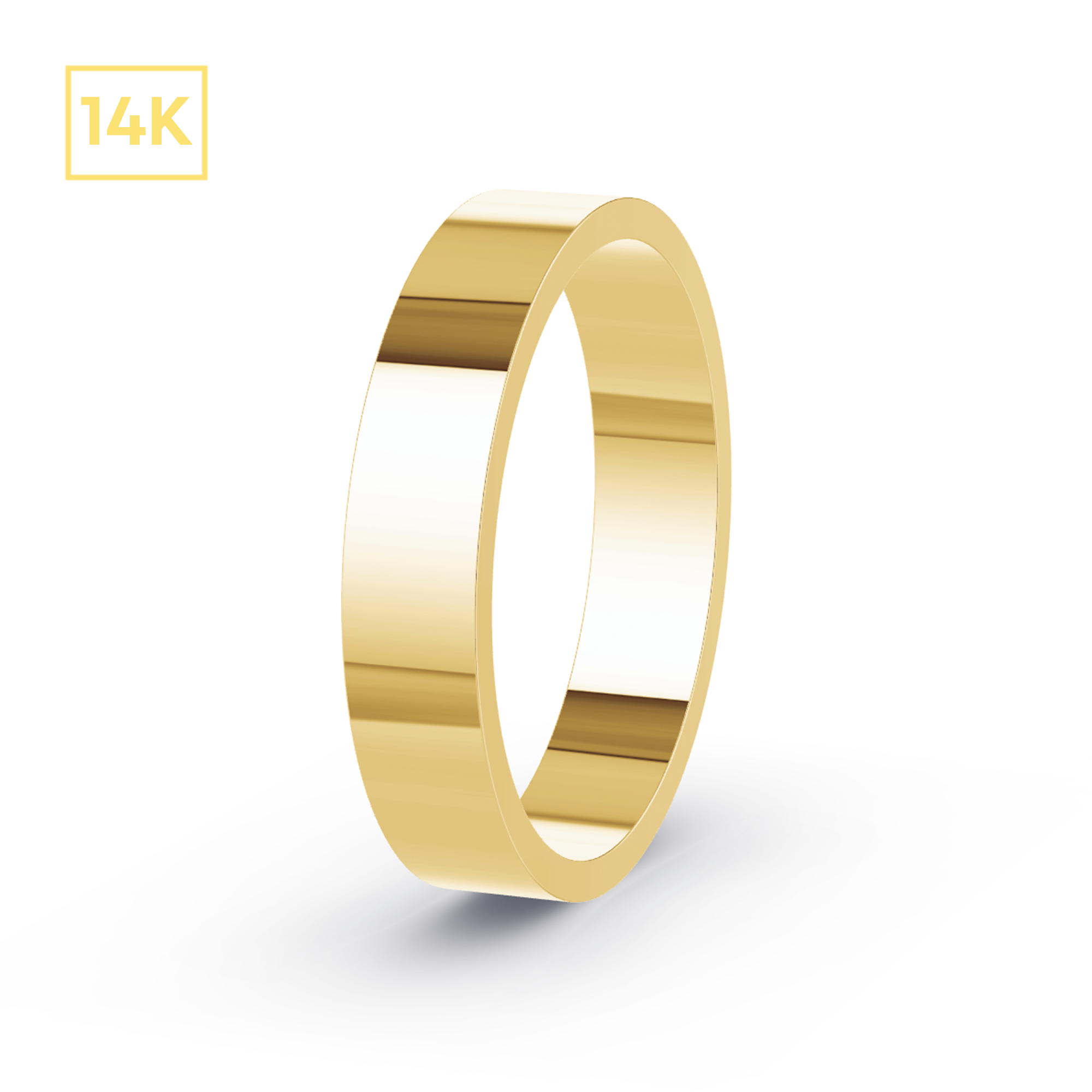 4mm 14K Gold Flat Hollow Band