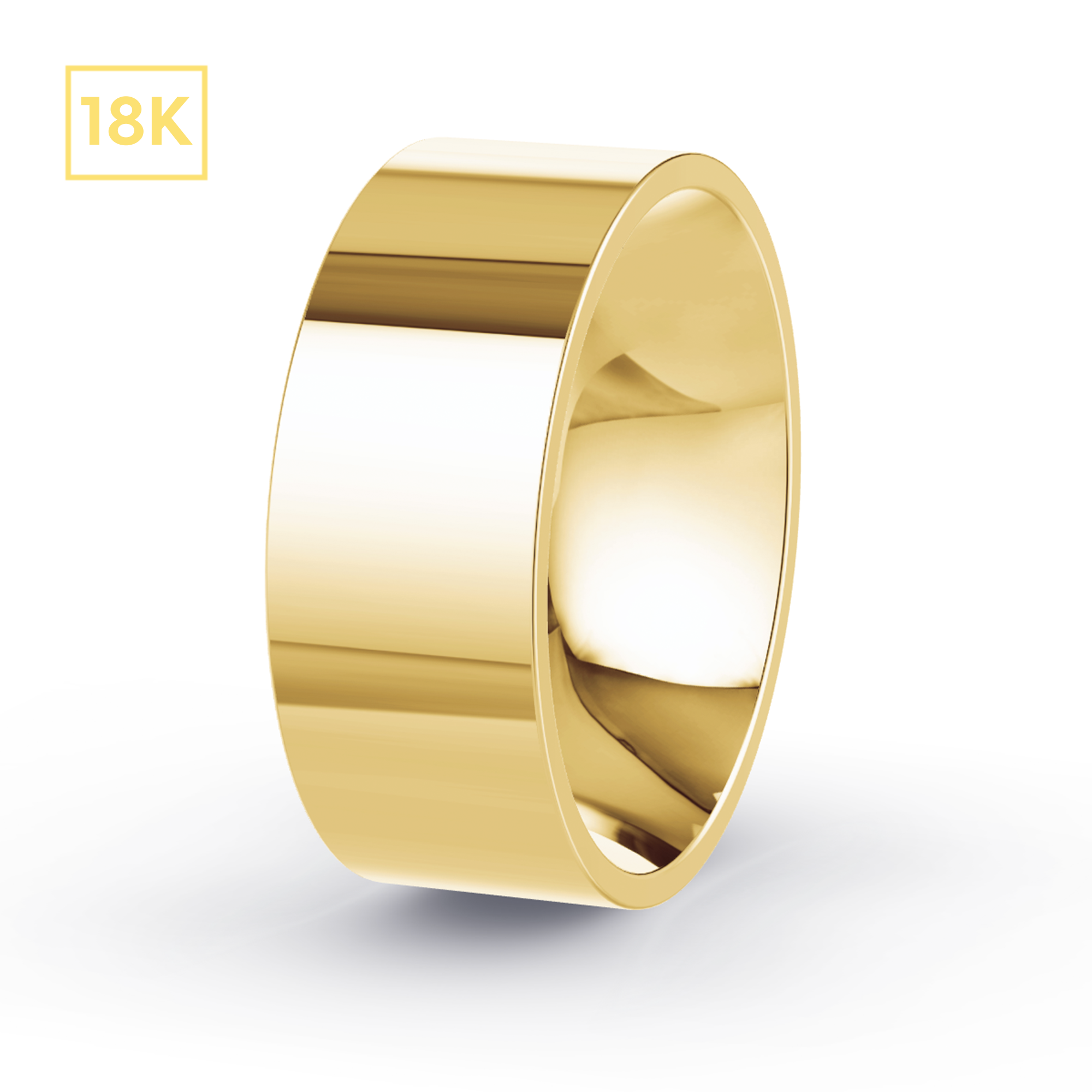 8mm 18K Gold Flat Court Hollow Band