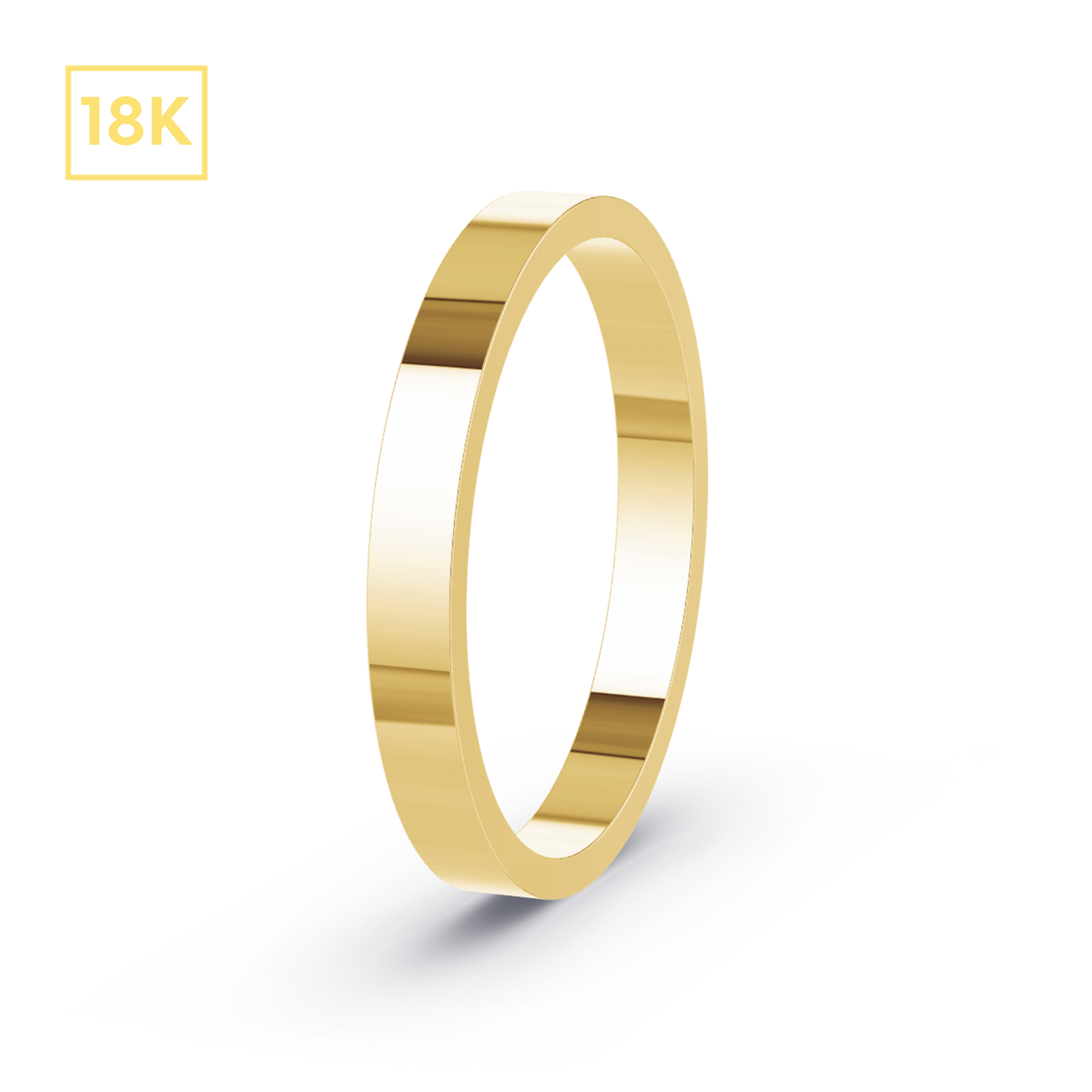 2.5mm 18K Gold Flat Band