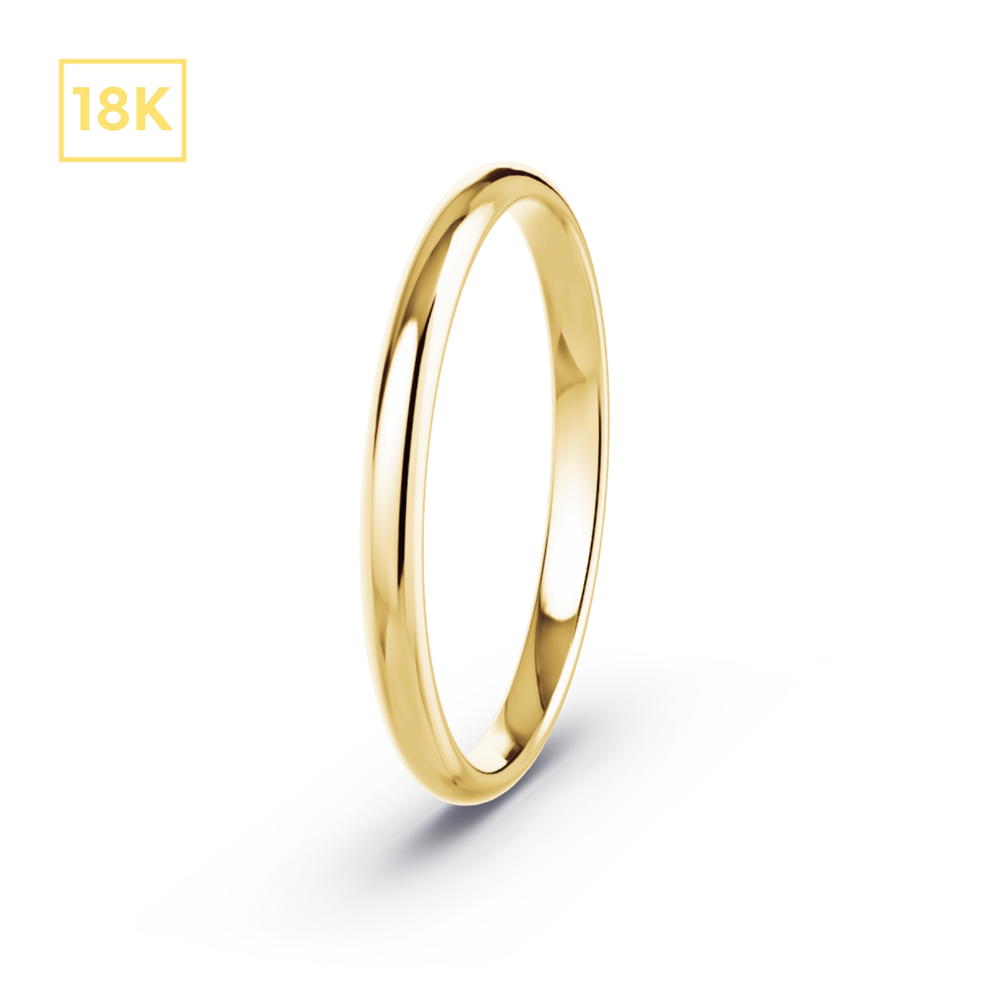 2mm 18K Gold D-Shaped Band