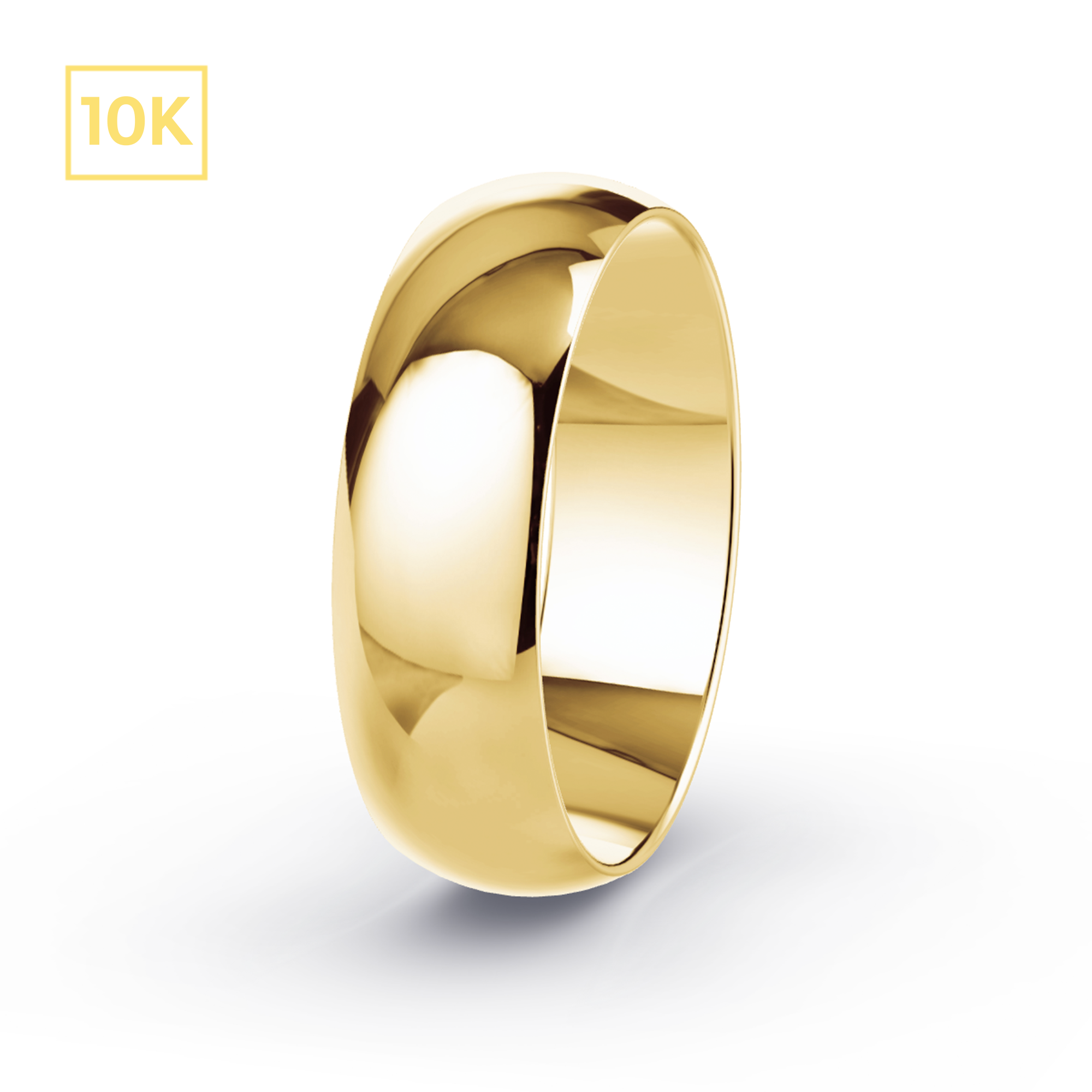 6mm 10K Gold D-Shaped Hollow Band