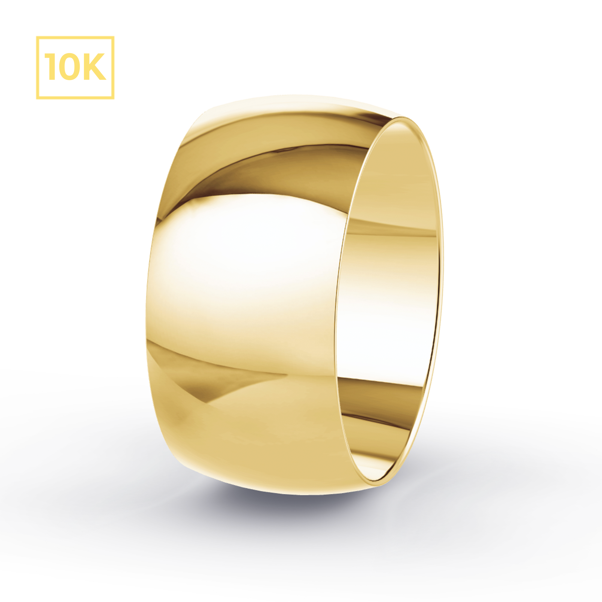 10mm 10K Gold D-Shaped Hollow Band