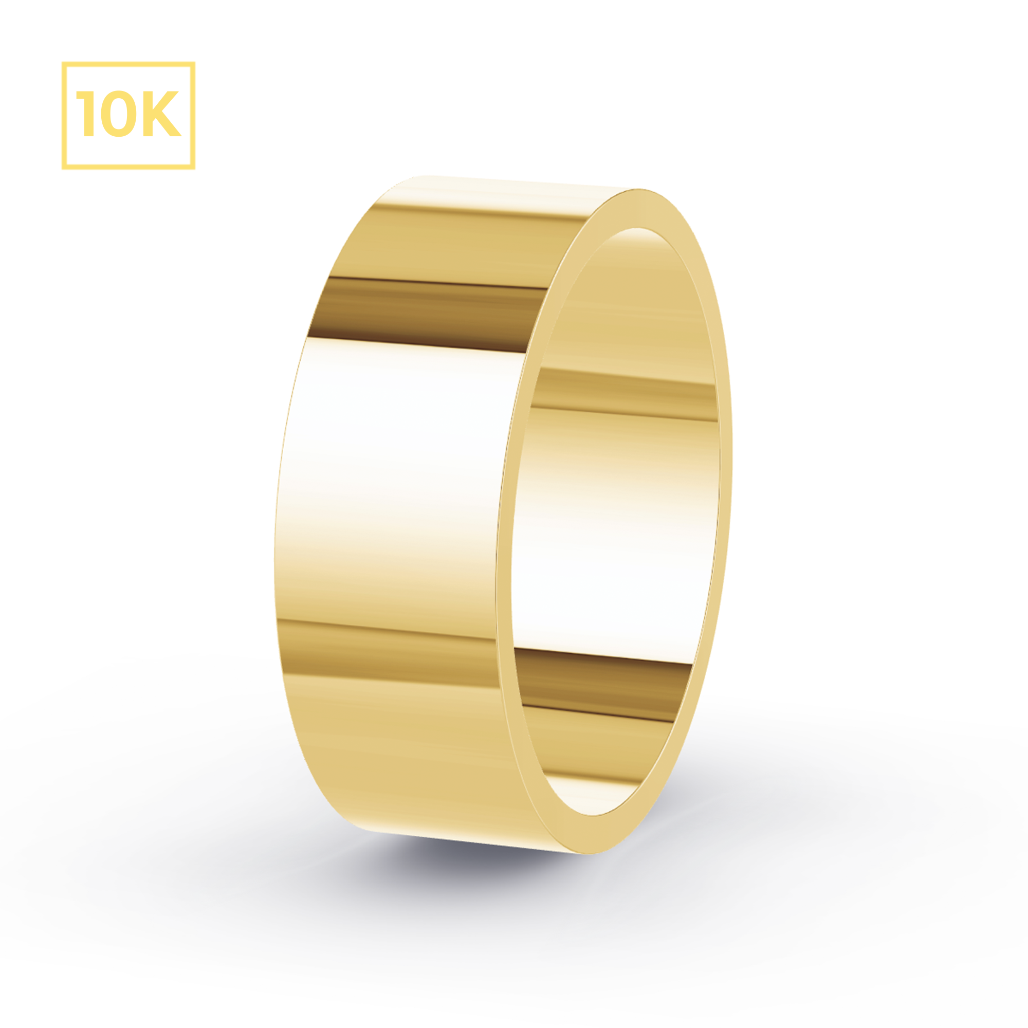 7mm 10K Gold Flat Hollow Band