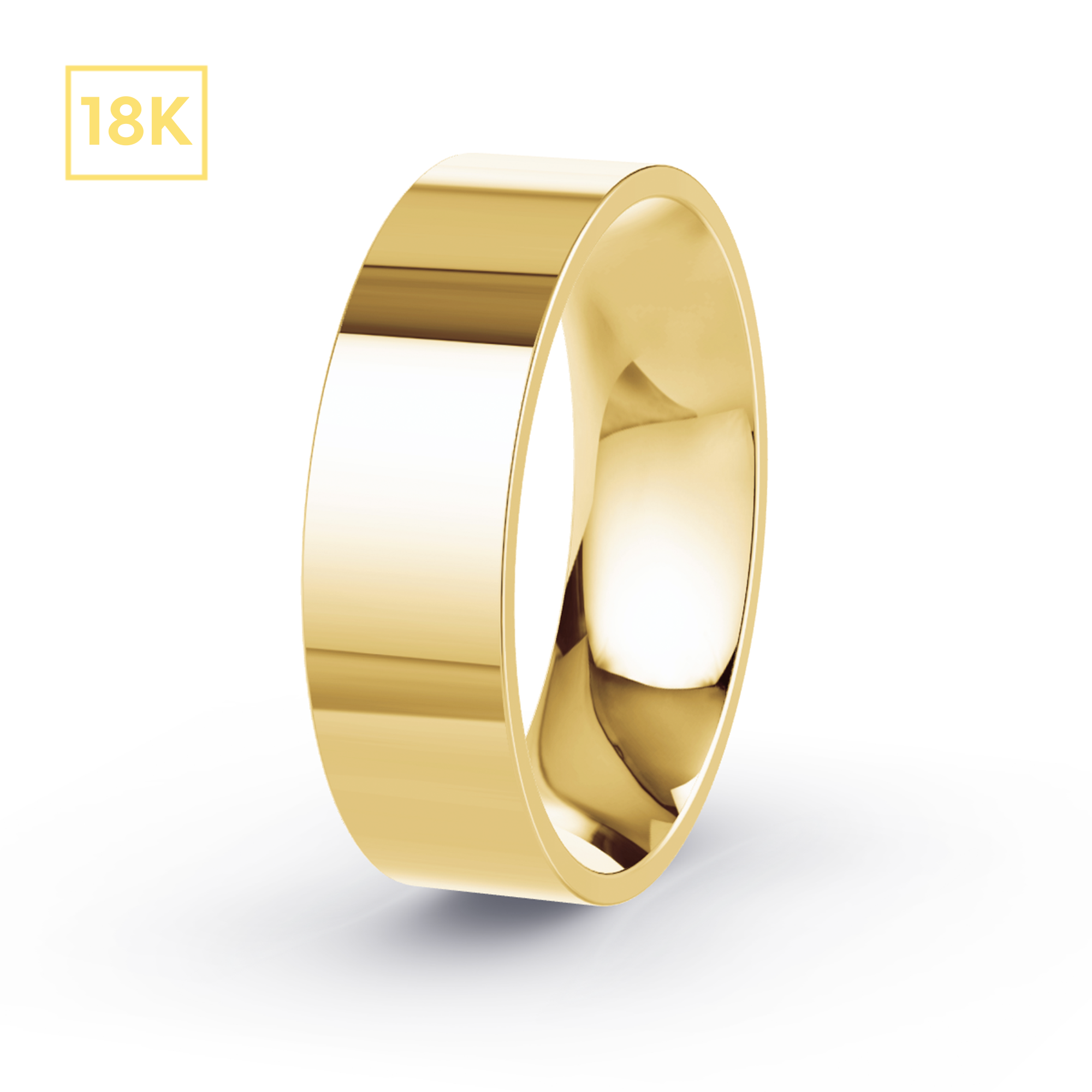 6mm 18K Gold Flat Court Hollow Band