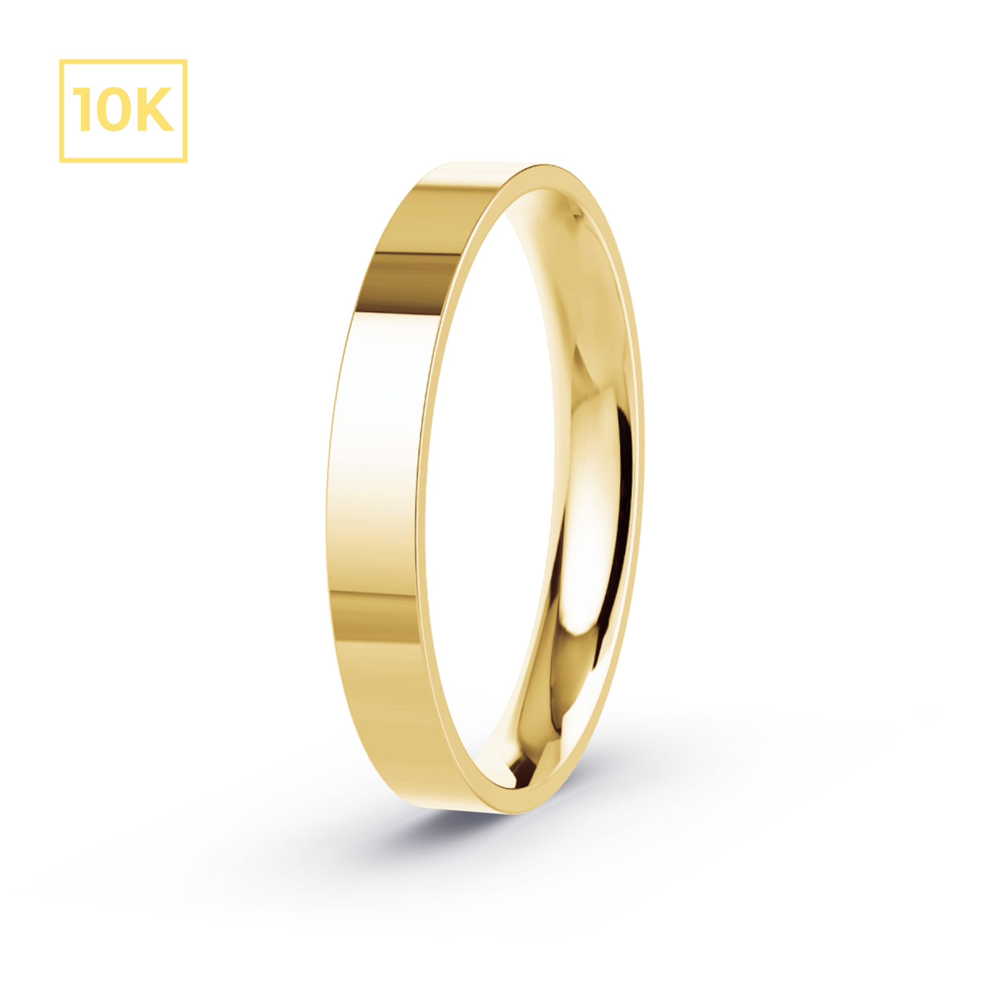 3mm 10K Gold Flat Court Hollow Band