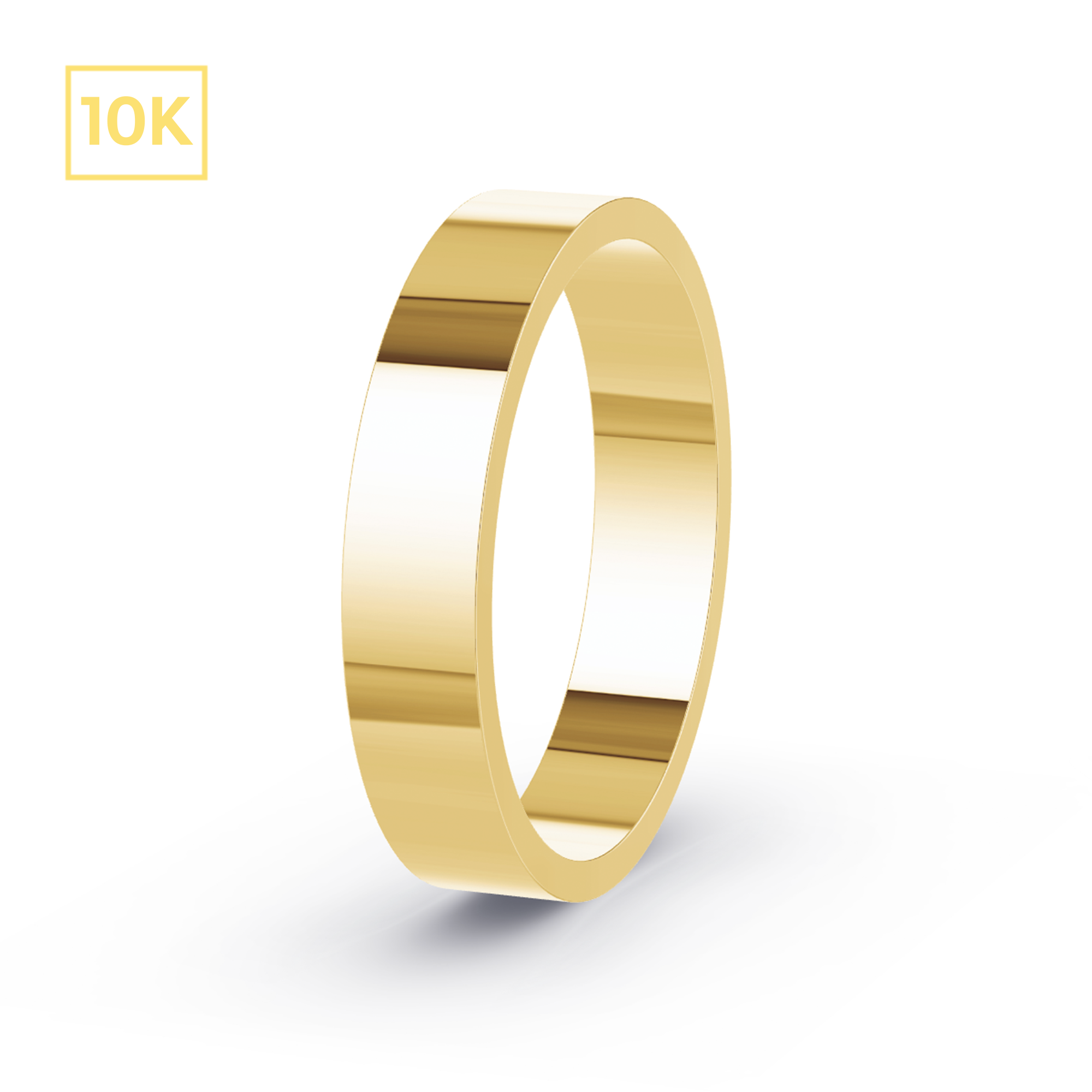 4mm 10K Gold Flat Band