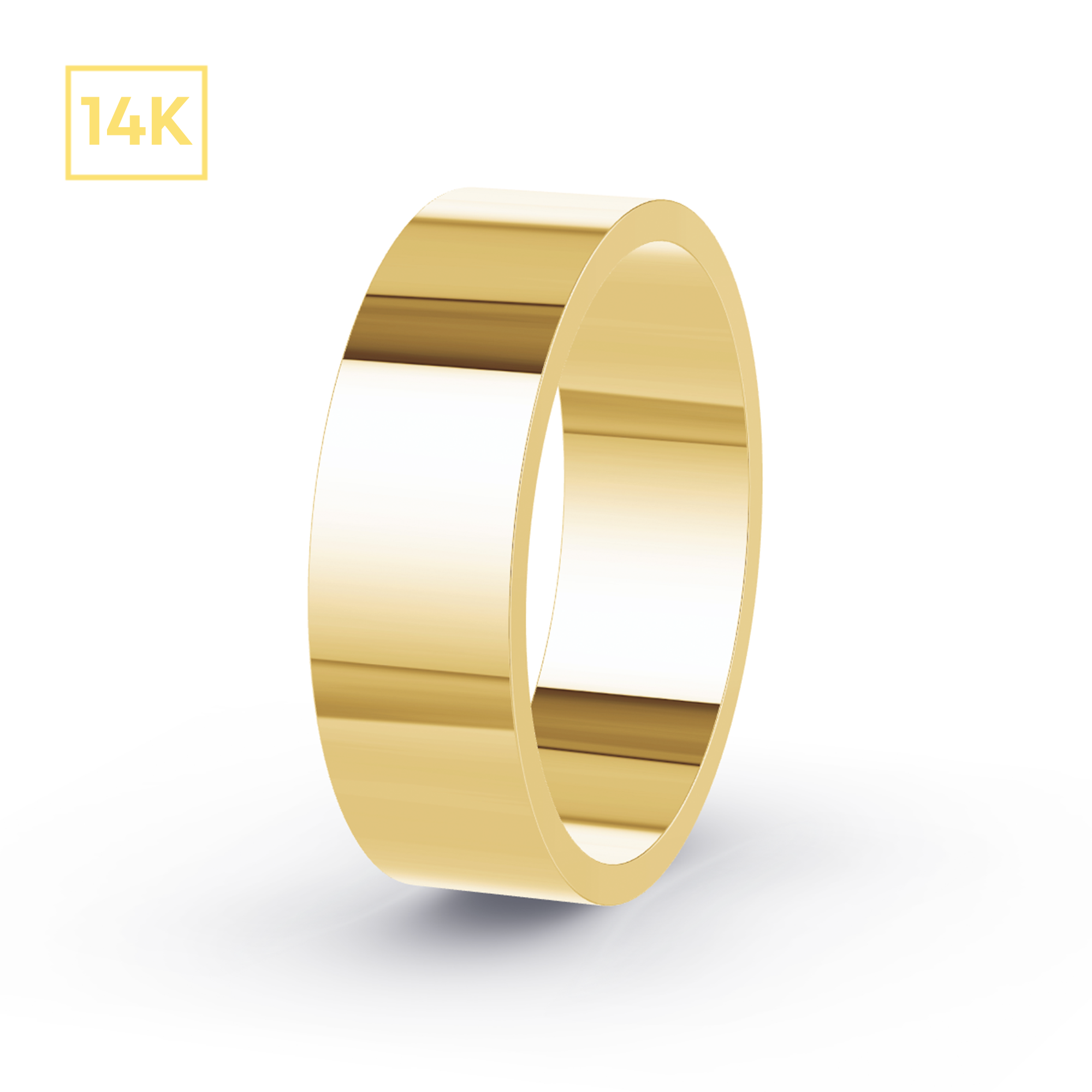 6mm 14K Gold Flat Hollow Band