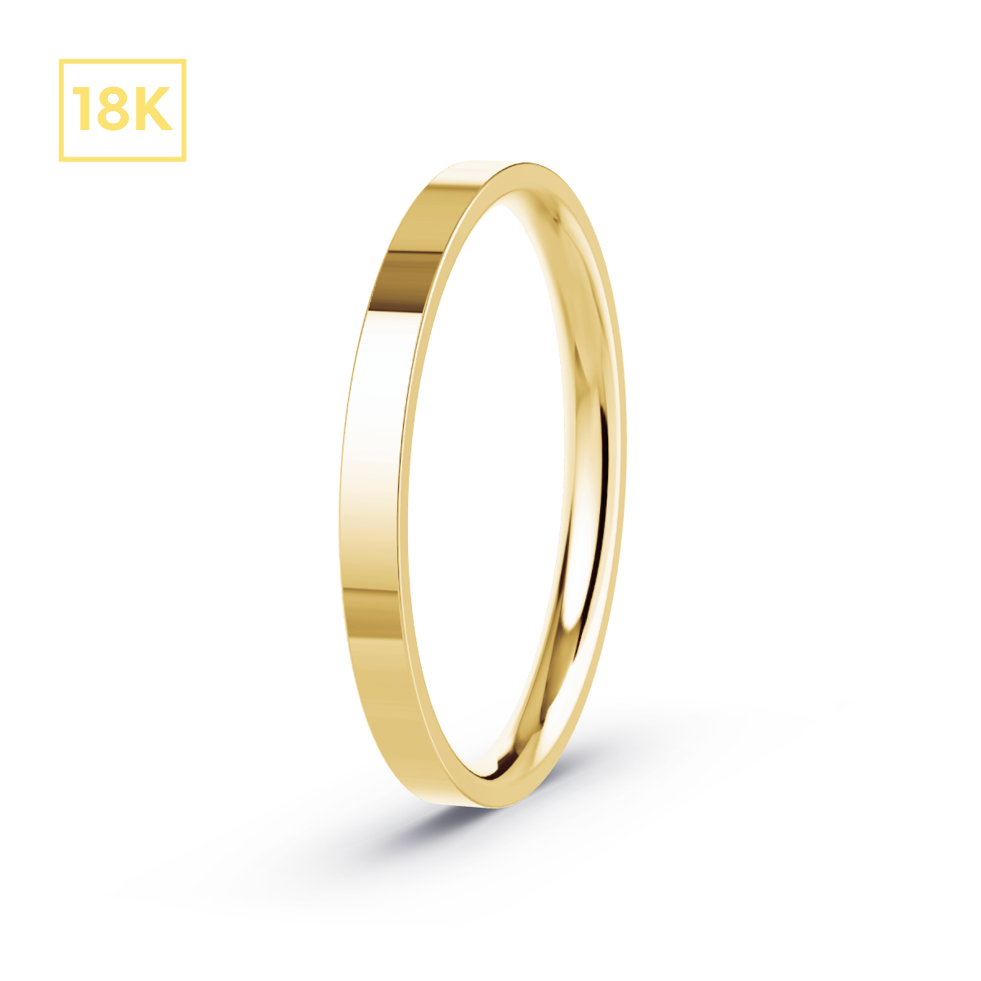 2mm 18K Gold Flat Court Band