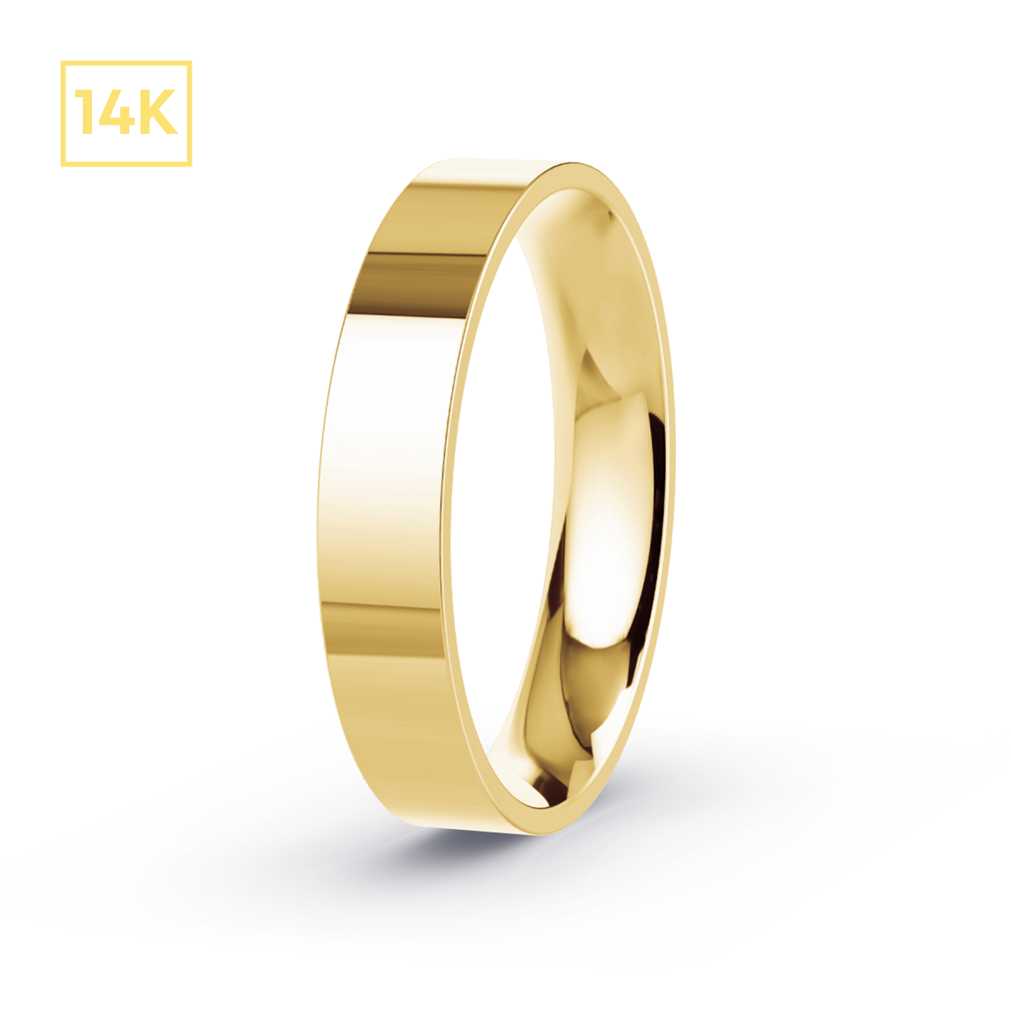 4mm 14K Gold Flat Court Hollow Band