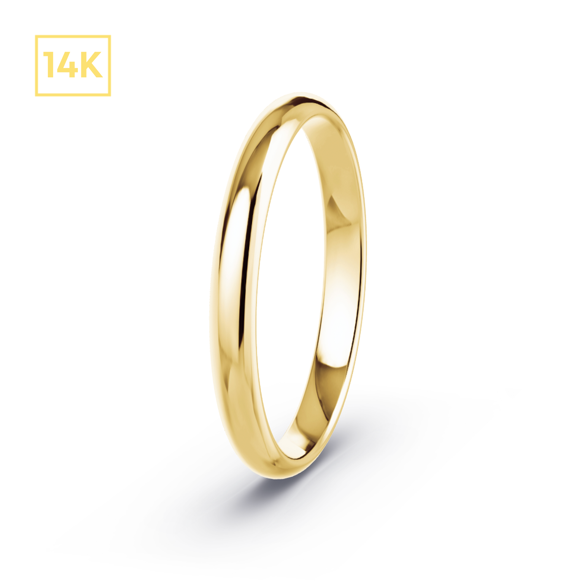 2.5mm 14K Gold D-Shaped Band