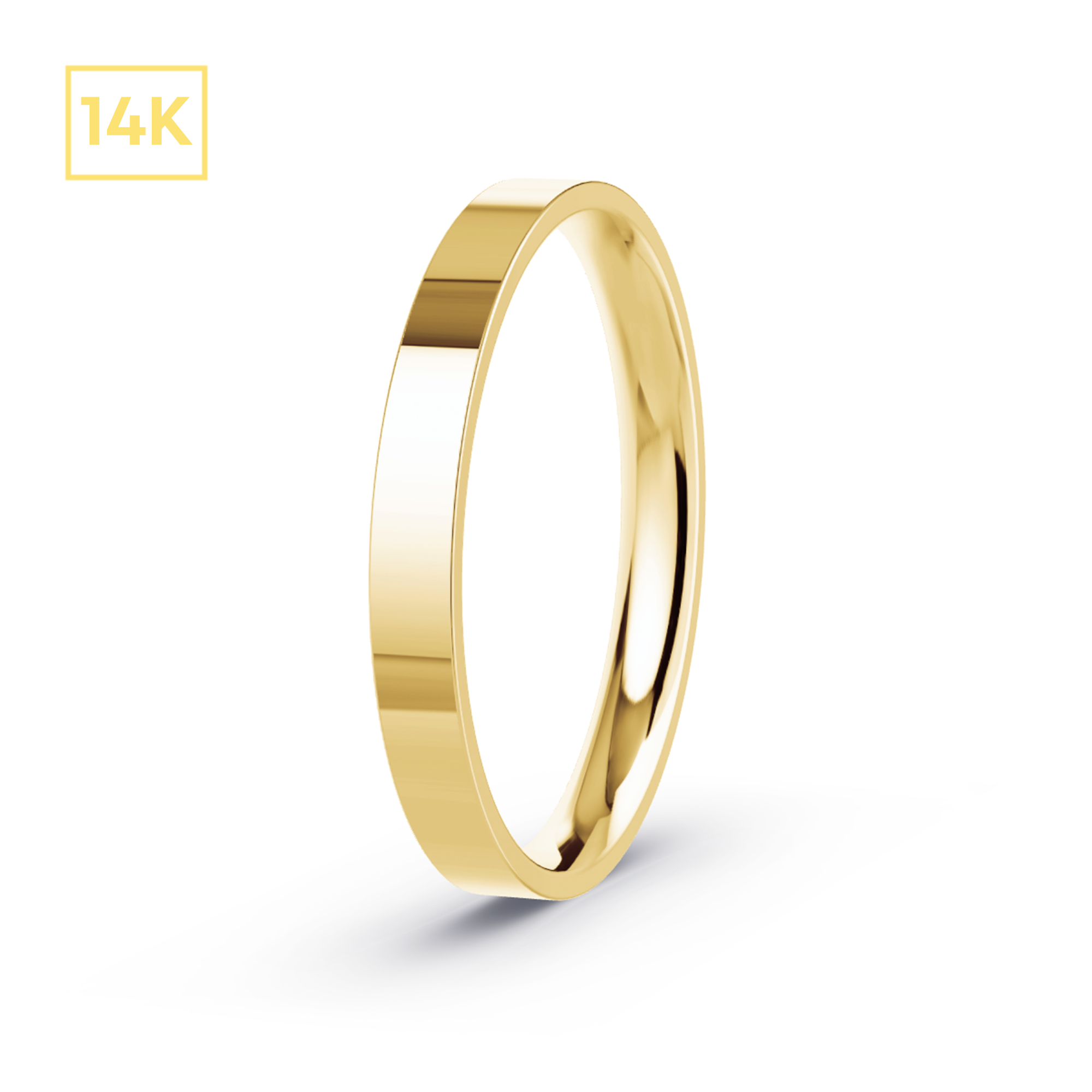 2.5mm 14K Gold Flat Court Band